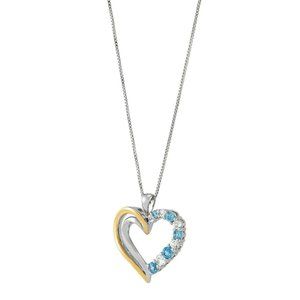 Blue & White Topaz Heart Sterling Silver